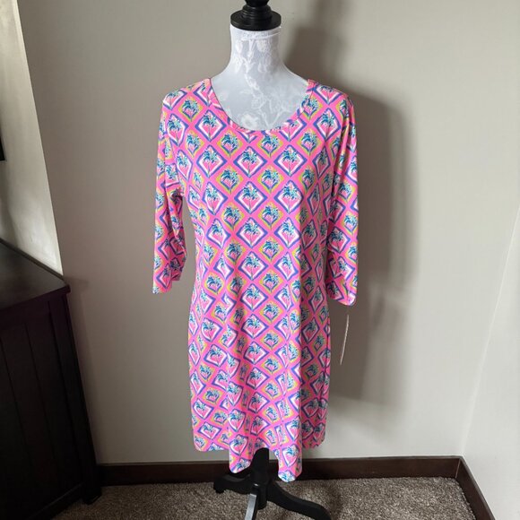 Lulu-B Womens Athletic Dress Long Sleeve Colorful Pink UPF 50+ Large NWT - Picture 3 of 7